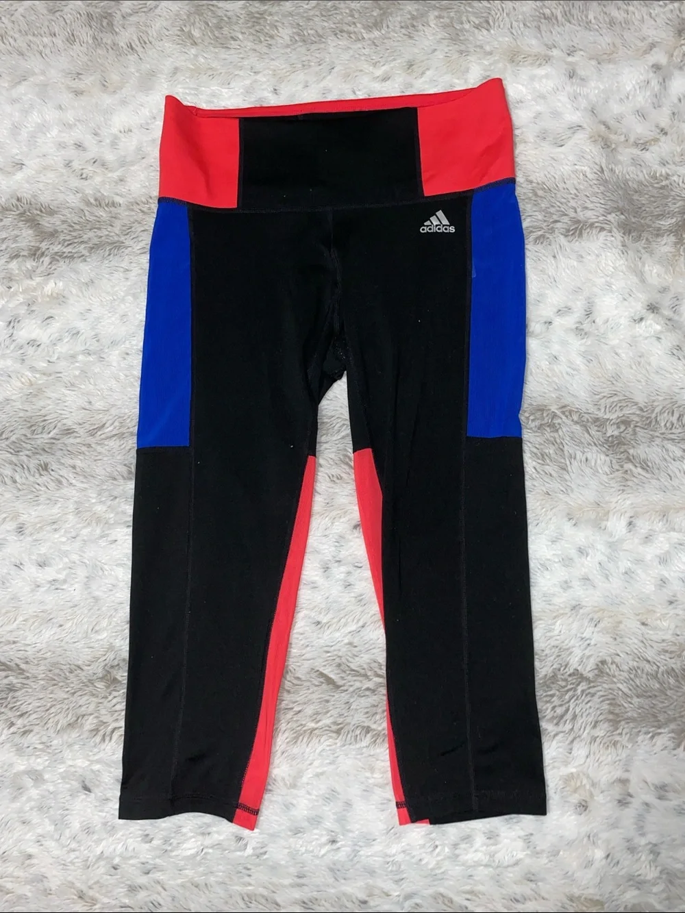 adidas Kids Black, Red & Blue Colorblock Leggings